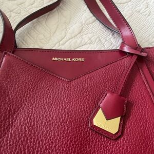 Michael Kors Burgundy Leather Shoulder Bag